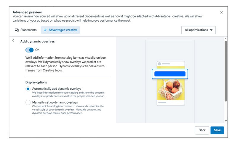 Meta Dynamic Overlay Display Options